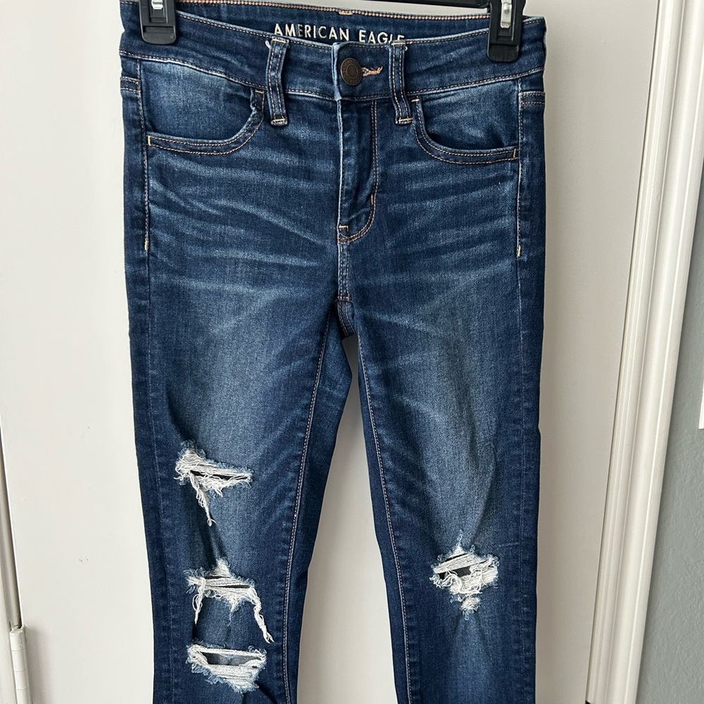 American Eagle Outfitters Blue Skinny Jeans Distressed